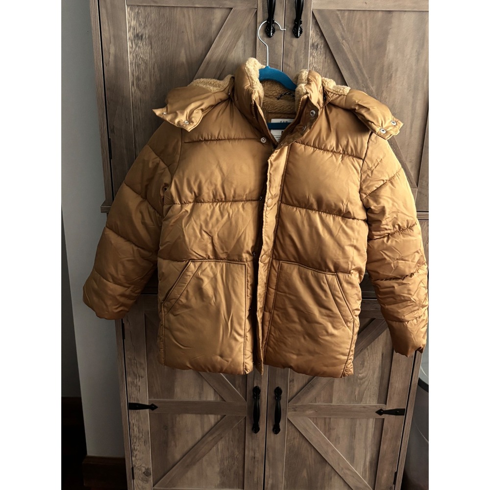 Gap Kids ColdControl Max Puffer Jacket Mustard Brown Sherpa Lined Coat Size M 8
